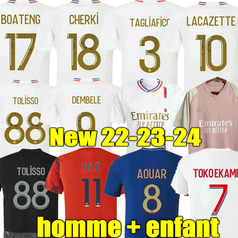 

L.PAQUETA Soccer Jerseys 22 23 24 Maillot de foot TETE OL 4th blue AOUAR TAGLIAFICO football shirts 2023 2024 TRAORE man kids kits equipment lyon, Aldult player version