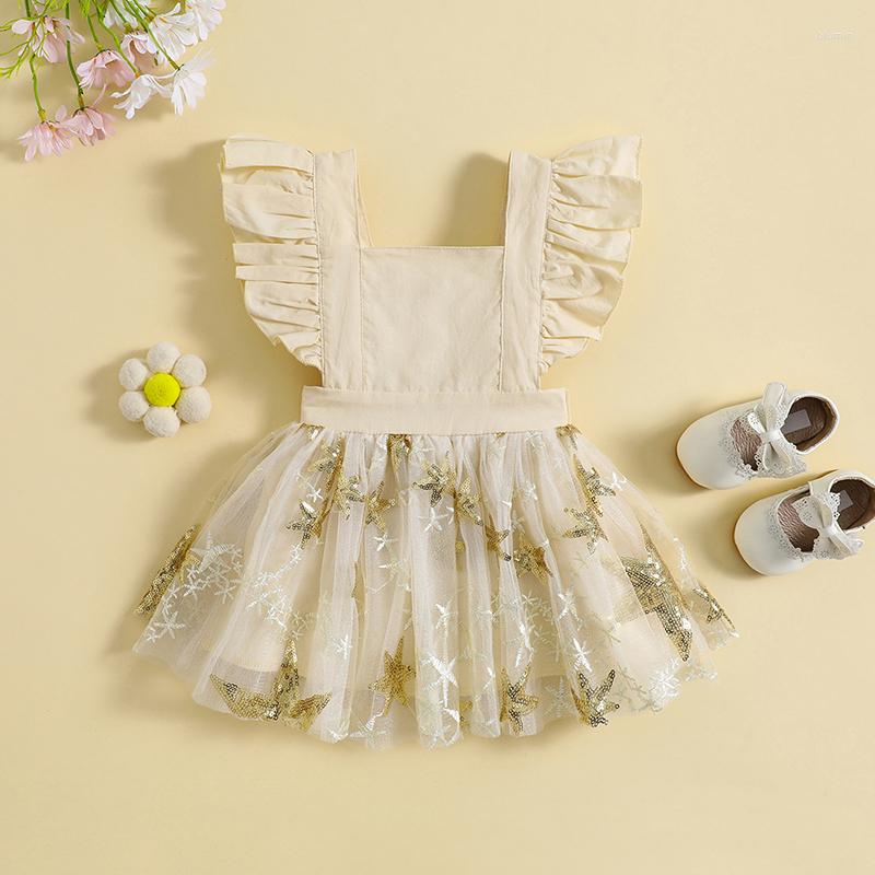 

Girl Dresses Listenwind Infant Baby Girls Dress Sequins Stars Square Neck Sleeve Tie-Up Backless Summer Casual Layered Tulle, Khaki