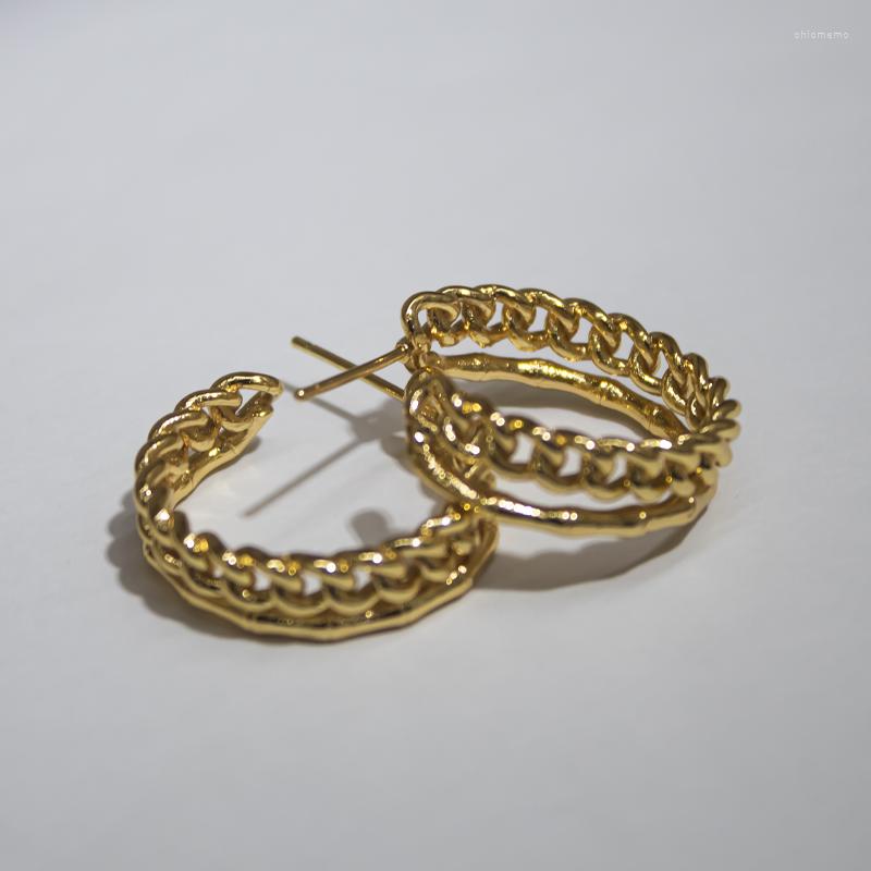 

Hoop Earrings 2023 Rope Chain For Women Gold Color Copper Material Chunky Round Ear Jewelry Accessories Wedding Gift