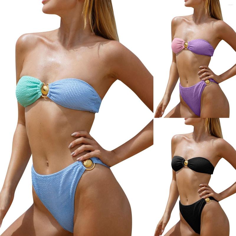 

Women' Swimwear Personality Wipe Breast Design Women' Sexy Color Swimsuit Bra For Women, Black