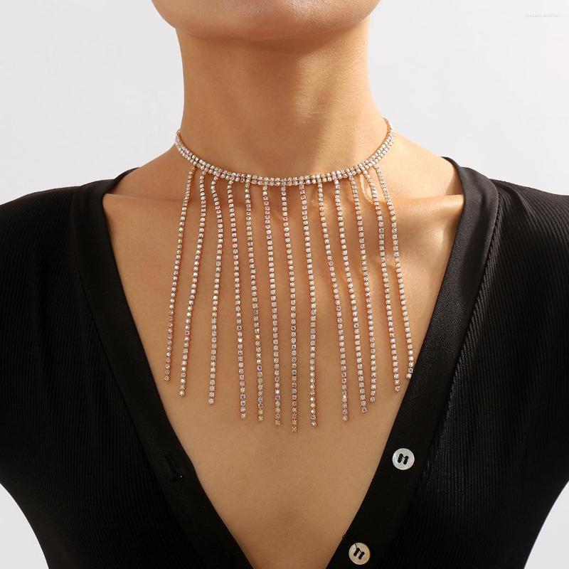 

Pendant Necklaces European And American Style Lady Sexy Rhinestone Tassel Necklace Personality Affordable Luxury Night Club