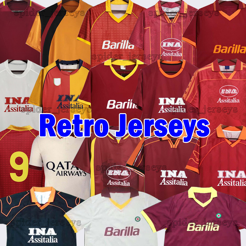 

1989 1990 RoMas retro soccer jerseys 1991 92 94 95 96 97 98 99 TOTTI BATISTUTA DE ROSSI 2000 01 02 Men Uniforms 2005 06 2017 18 rome 2020 21 Football Shirt, 2000-01 home