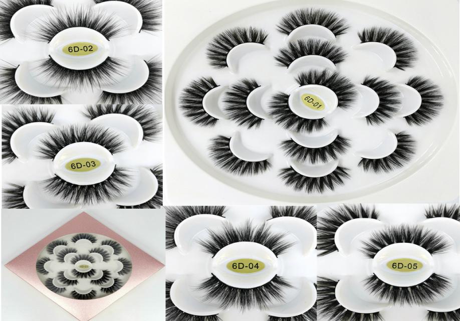 

7pairslot Eyelashes 6D Silk Eyelashes For Girl Hand Made Natural Long Faux Mink Lashes Vegan Cruelty False Lashes Brush5691575