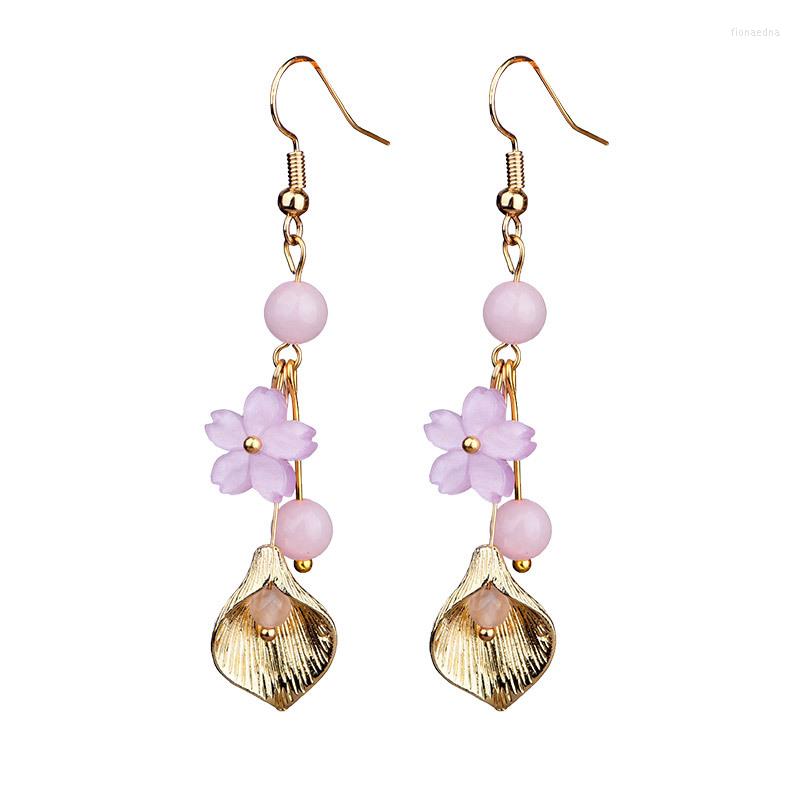 

Dangle Earrings Pink Jade Flower Chalcedony 925 Silver Stone Fashion Luxury Charms Natural Chinese Women Jewelry Real Amulets Designer