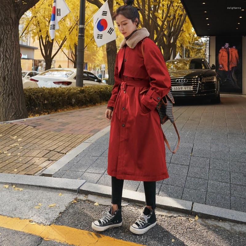 

Women's Down Parker Cotton-Padded Jacket Mid-Length Winter 2023 Korean Version Plus Velvet Warm Tooling, Red