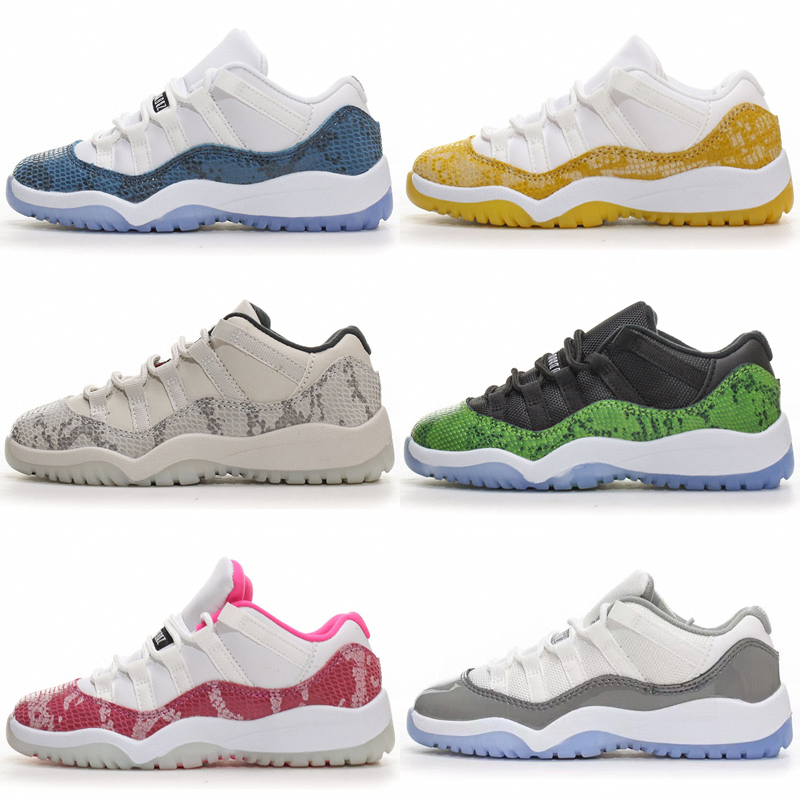 

Retro Kids basketball shoes 11 boys Low Jumpman 11s shoe Children black sneaker Chicago Yellow Snakeskin military grey trainers baby kid youth toddler infants 25-35, As photo 2