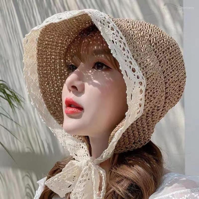 

Wide Brim Hats 2023 Summer Lace Sun For Straw Beach Side Cap Women Panama Floppy Female Hat Solid Fringe, Color1