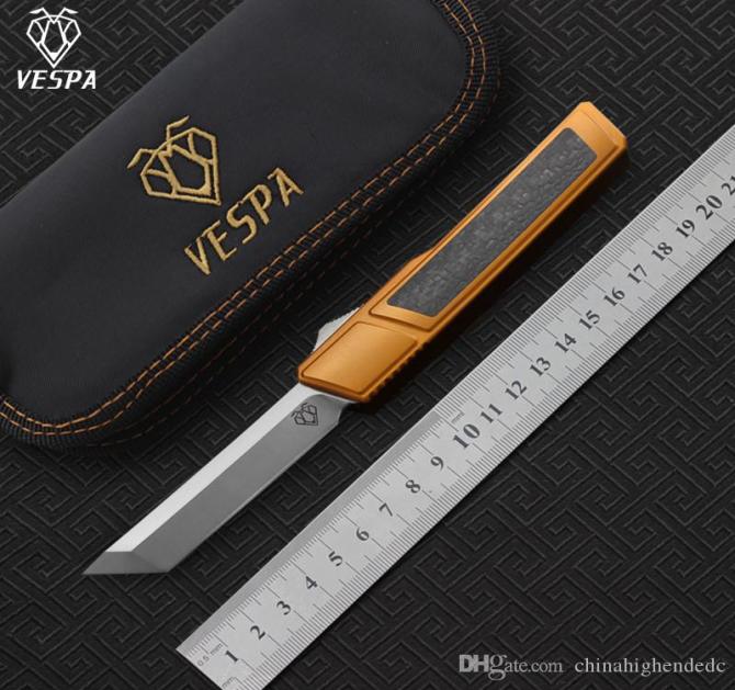 

High quality VESPA Ripper folding Knife BladeD2Satin Handle7075Aluminum CFOutdoor camping survival knives EDC tools1679771