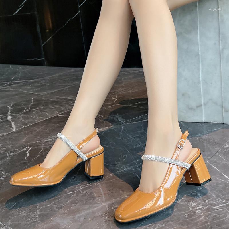 

Dress Shoes High Heels Women Chunky Square Toe Platform Sandals Mary Jane Elegant Rhinestones Luxury Designer Casual Pumps, Black