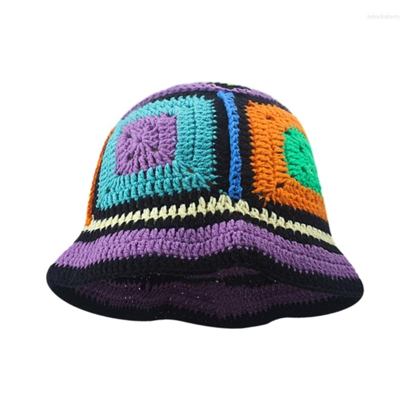 

Berets Cute Y2K Style Fisherman Hat Dreamy Color Block Po Props Bucket, Purple