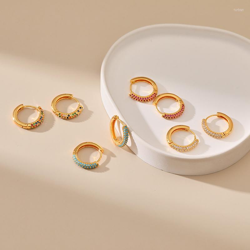 

Hoop Earrings Hiphop Personalized Color Zircon Small 18K Gold Plated Trend Calaite Circle Women Ear Rings Jewelry Drop