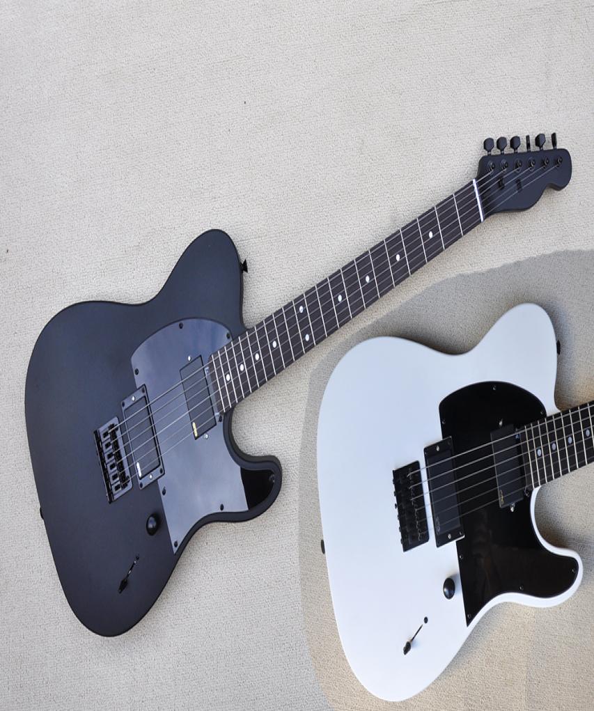 

Factory Custom Matte Black White Electric Guitar with Rosewood Fretboard HH Piclups Black Hardware Can be Customized8399559