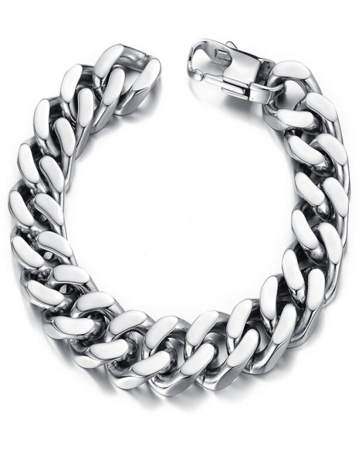 

101214mm Curb Cuban Stainless Steel Bracelet Mens Chain Clasp Link Bracelets Silver Tone Jewelry Gift Promotion4626284