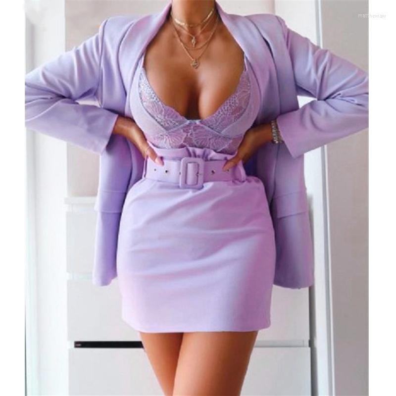 

Two Piece Dress Fashion 2Piece Sets Women Blazer Sexy Slash Neck Office Long Sleeve Suit Coat Skirt Set Pink Clothing, Suit shorts black