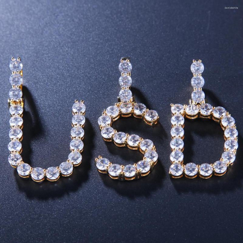 

Pendant Necklaces Zircon Bling Letter Necklace Mirco Pave Prong Setting For Men Hip Hop Jewelry BP008