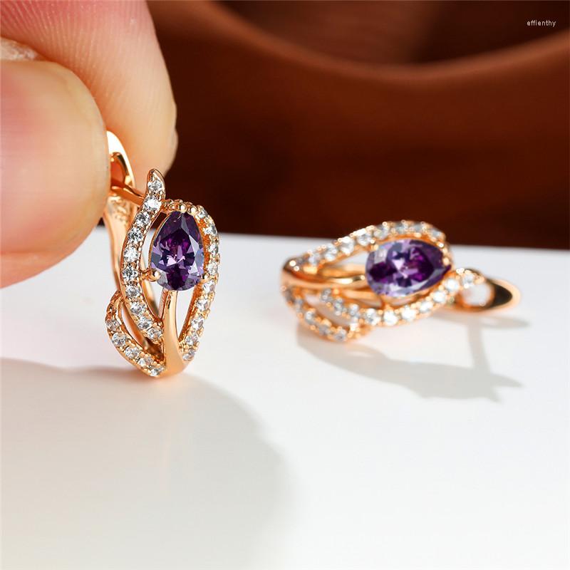 

Backs Earrings Boho Female Rainbow Zircon Stone Cute Gold Color Leaf Clip For Women Luxury Crystal Geometry Wedding