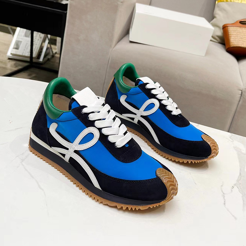 

2023 New designer casual shoes inner height 4cm color patchwork upper brand logo men's and women's sneakers leather cloth surface breathable comfortable shoes