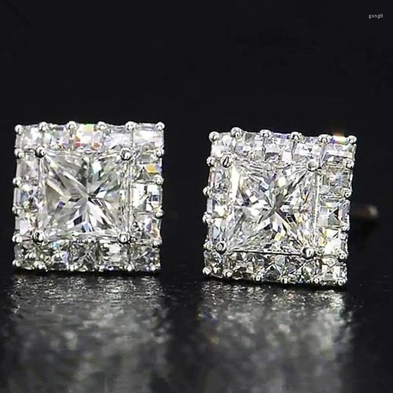 

Stud Earrings Huitan Women Square Cubic Zirconia Simple Stylish Female Versatile Design OL Lady Trendy Jewelry