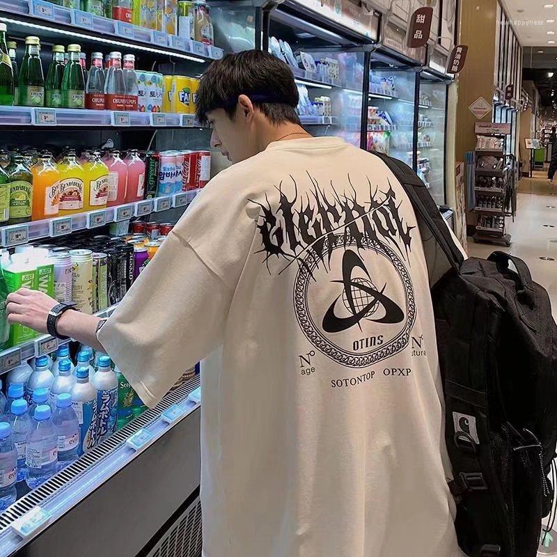 

Men's T Shirts Summer Vintage Unisex Oversized White Mens Short Sleeve TShirt Planet Letters Graphic Printed T-Shirts Couples, Black