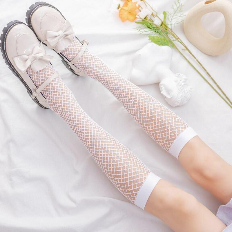 

Women Socks Cute Sweet Girls Campus Student Mesh Harajuku Stockings Long Fashion Fishnet Knee Solid, Black