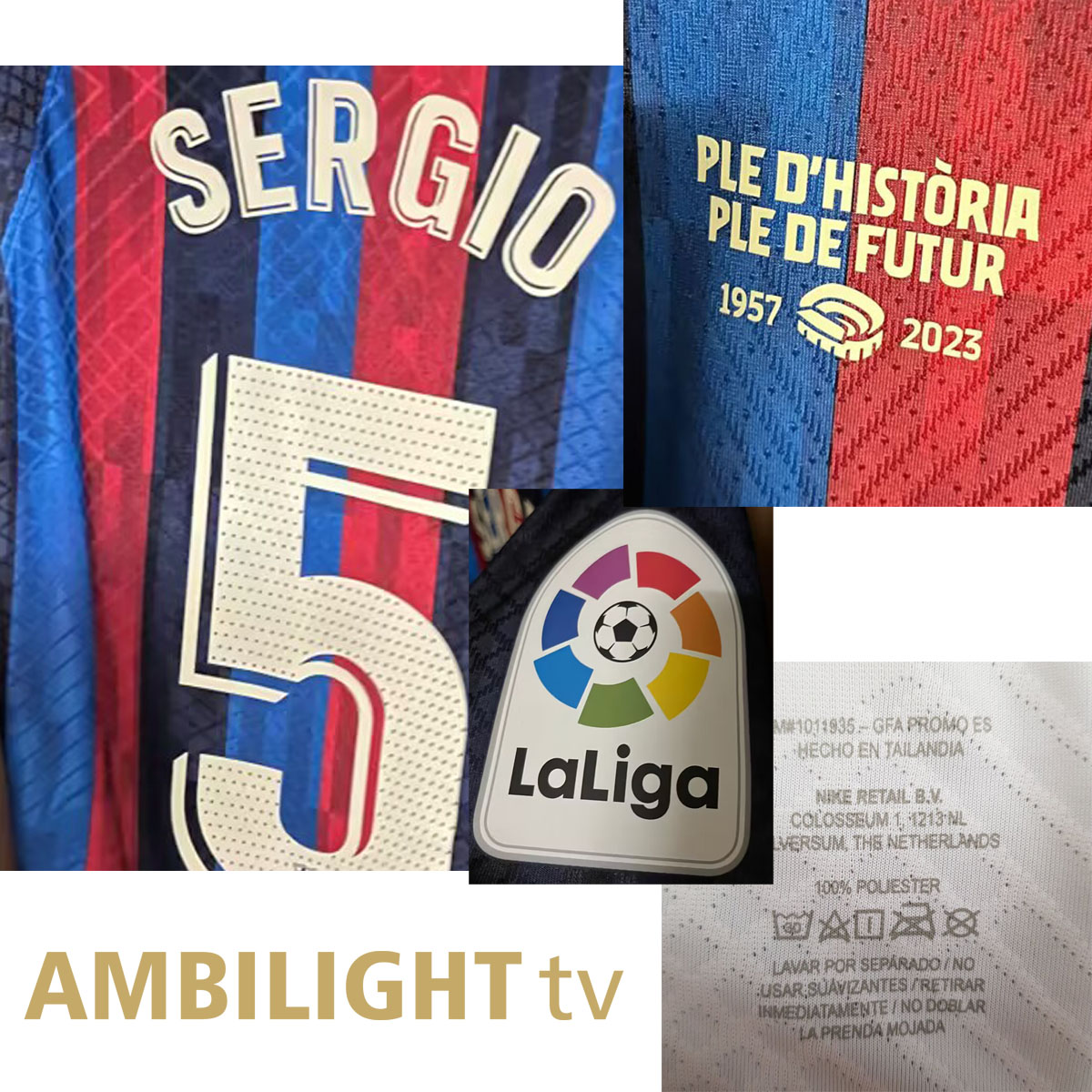 

American College Football Wear 2023 Match Worn Player Issue CAMP NOU Maillot FULL OF HISTORY FULL OF FUTURE farewell sergio ALBA Sports Jersey, Player version