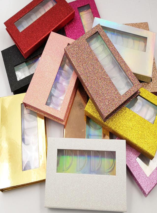 

Eye Lash Packaging Box 5 Pairs Eyelash Packaging Makeup Storage False Eyelashes Transparent Box Laser Bottom 10 Colors2844643