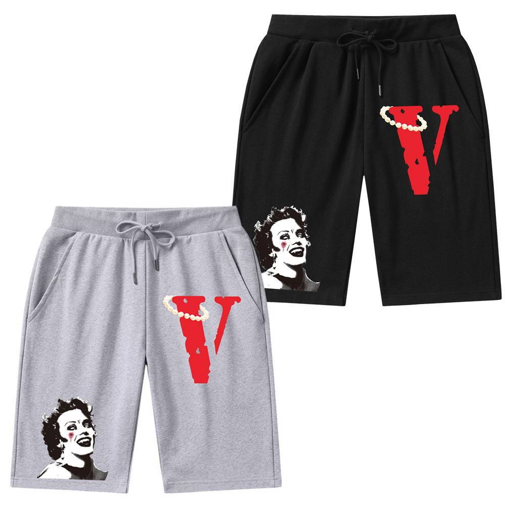 

vlone Streetwear Soft Shorts Men Casual Jogging Sport Short Pants Summer Male Running Loose Shorts Vintage Short Trousers Streetwear, Black