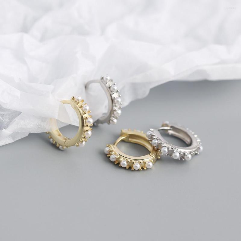 

Stud Earrings WPB 925 Sterling Silver Circle Pearl Women's Metal Style Trend Jewelry Office Party Gift Banquet