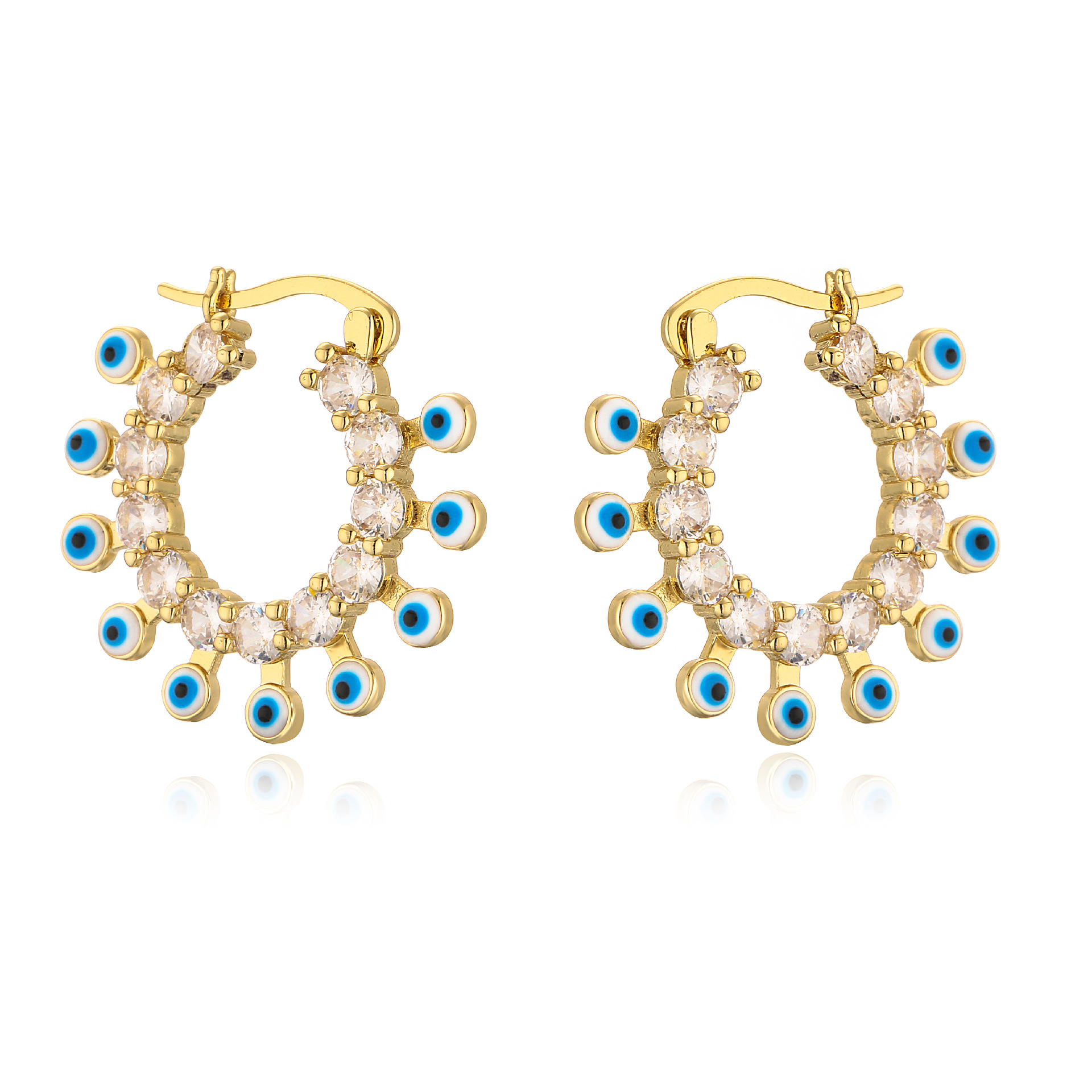 Fashion Women Earrings Hoop Circle 18K Yellow Gold Plated Eyes Hoops Earrings for Women Female Earrings Party Jewelry
