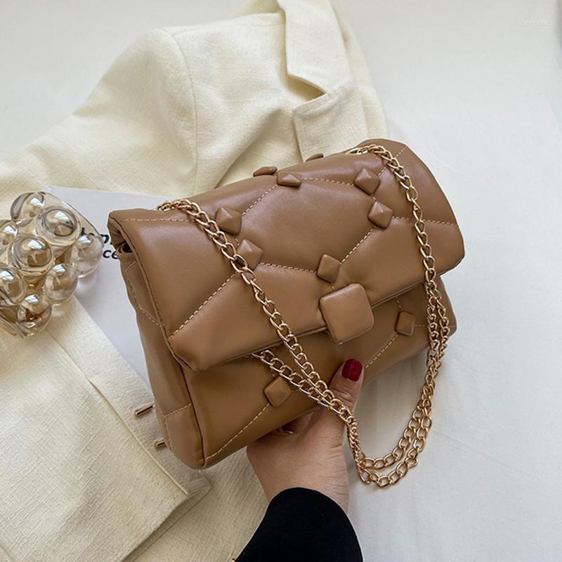 

Evening Bags Fashionable Solid Color PU Leather Korean Version Crossbody Women's Bag Simple And Large Capacity Diamond Grid Chain, Black