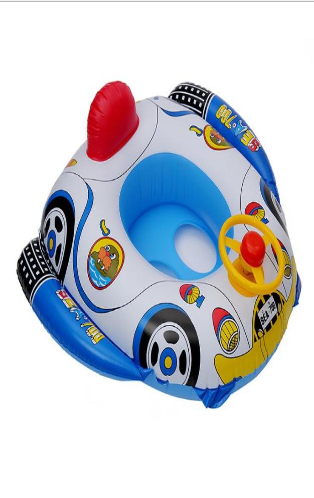 

Cartoon children swimming circle Thickened pvc inflatable seat ring for swimming steering wheel trumpet Swimming boat inflatable f5149252