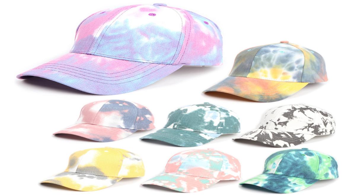 

new fashion 7 colors tie dye candy color baseball cap men women messy bun baseball hat snapback caps casual hats5174497, White