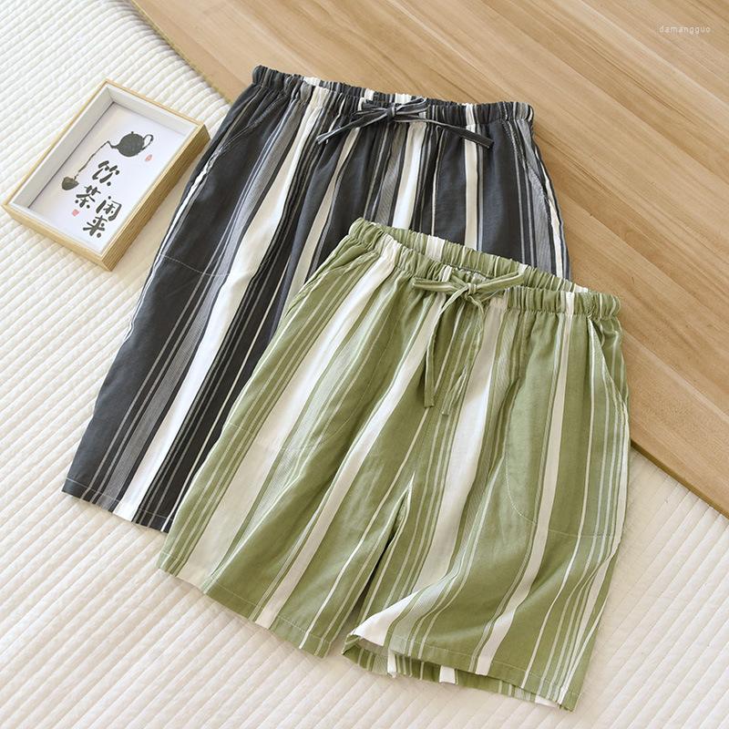

Women's Sleepwear Simple Striped Sleep Shorts Men And Women Cotton Casual Pajamas Short Pants Couple Bottoms, Men black