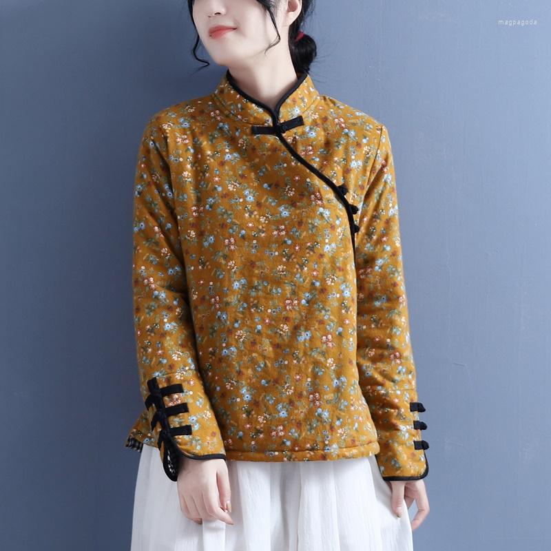 

Ethnic Clothing Women Retro Chinese Style Coat Traditional Oriental Fashion Qipao Tops Elegant Hanfu Winter Tang Suit Jackets KK4179