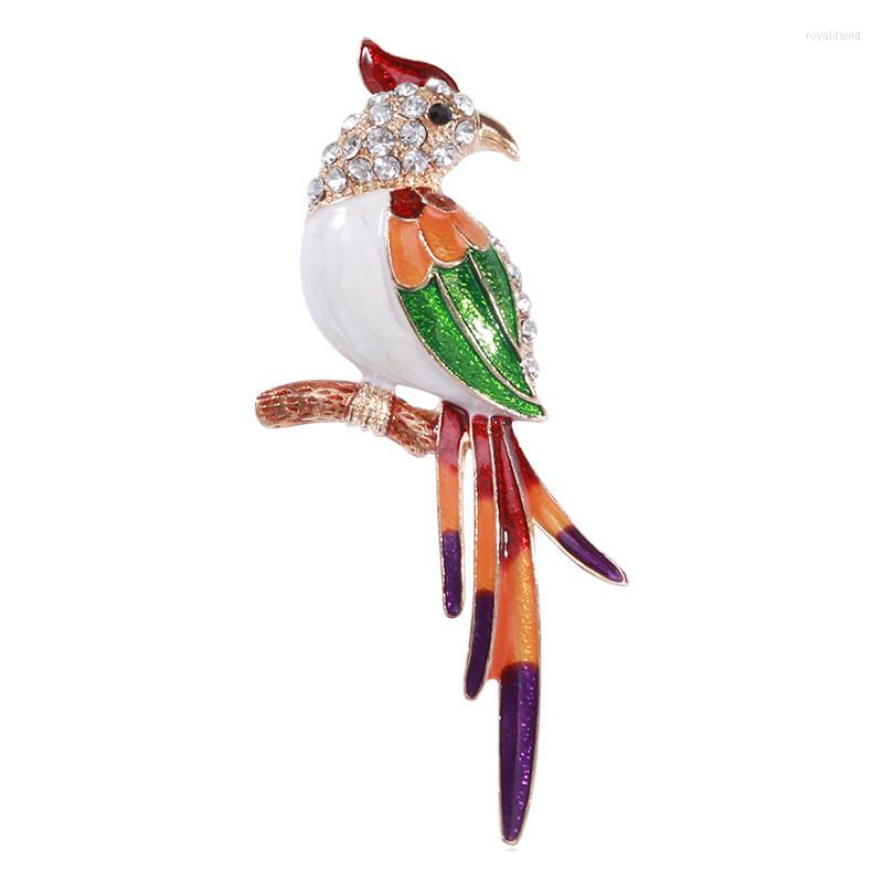 

Brooches MITTO DESIGNED FASHION JEWELRIES AND ACCESSORIES ENAMEL RHINESTONES PAVED WILD BIRD ON A BRANCH HIGH-GRADE BROOCH