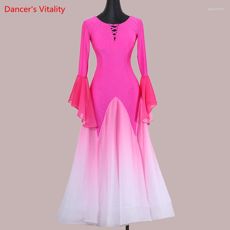 

Stage Wear Waltz Ballroom Dance Dress Women Lycra Big Skirt Flared Sleeve Modern Professional Competition Costumes, Other colours