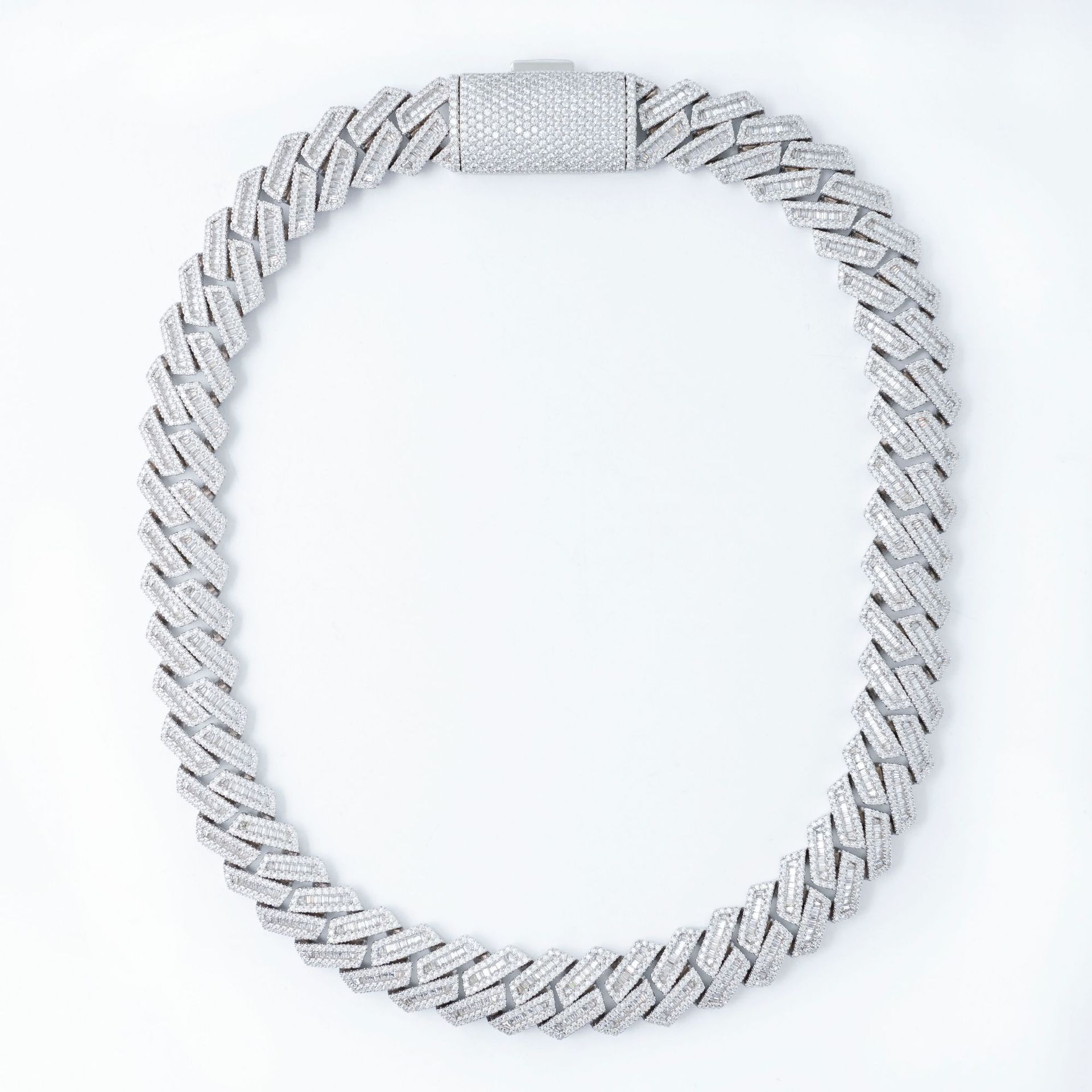 

2.0mm Hip Hop Fine Jewelry Baguette Diamond Men Necklace Sterling Silver Fully Vvs Moissanite Luxury Cuban Link Chain