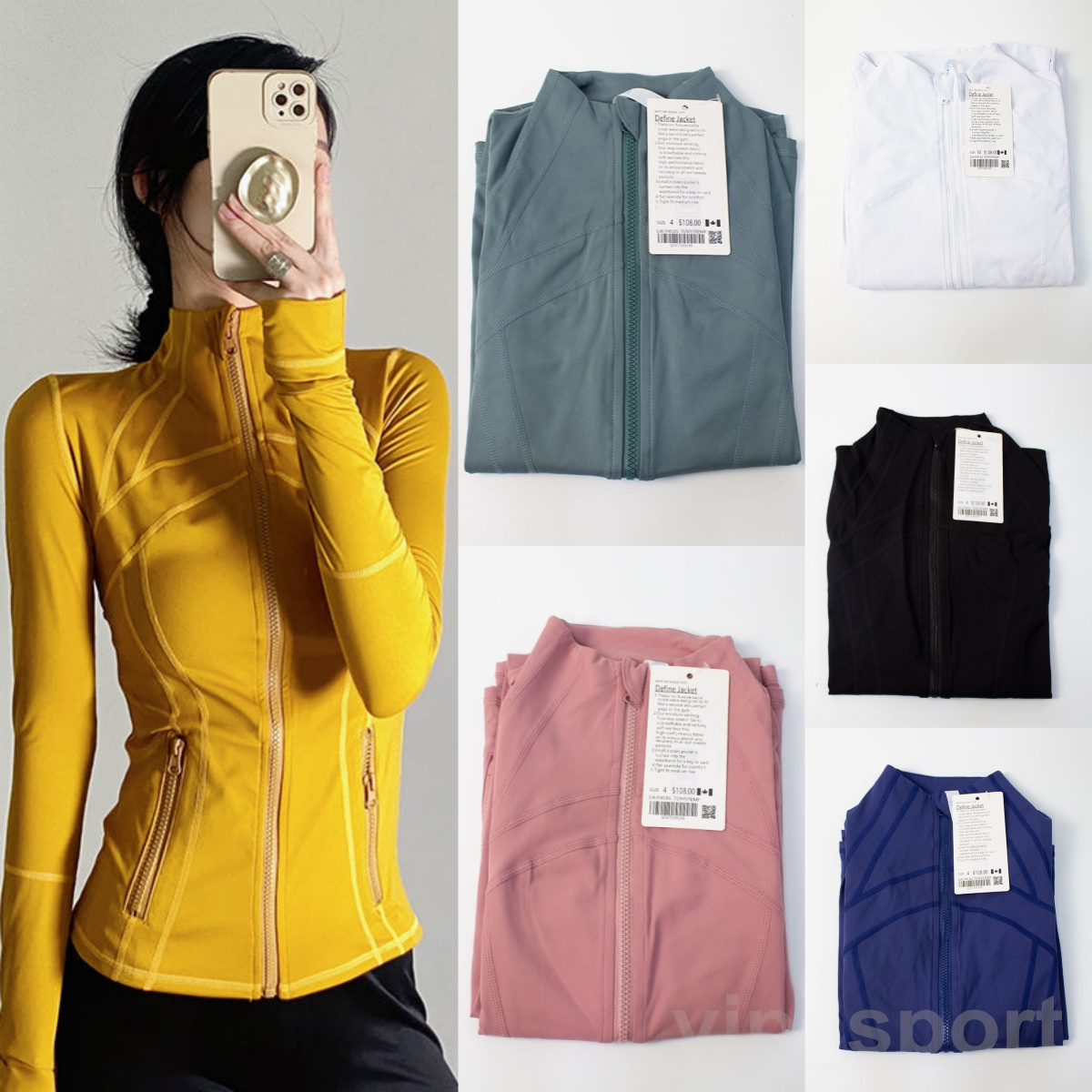 

Lu Align Lu Define Yoga Long Sleeve Jackets Woman Stand Collar Sportswear Sport Elastic Training Activewear Zipper Popular Bodybuilding Coat Jacket