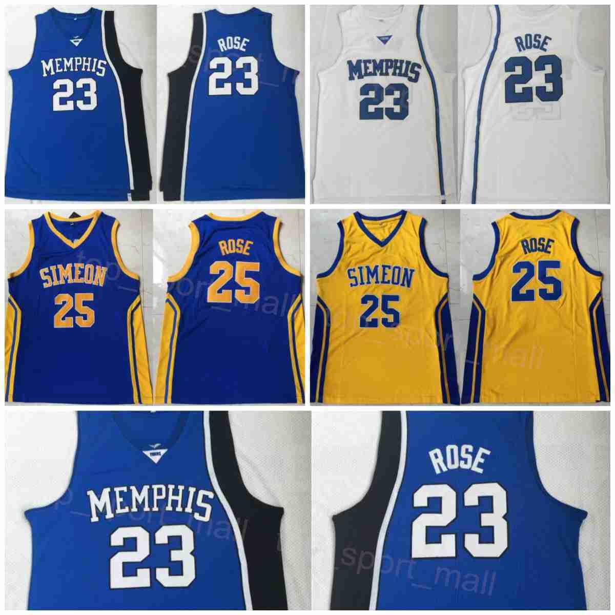 

College Basketball 23 Derrick Rose Jersey 25 Simeon Career Academy High School Purple Blue Yellow White Team Color Stitched University For Sport Fans Shirt NCAA