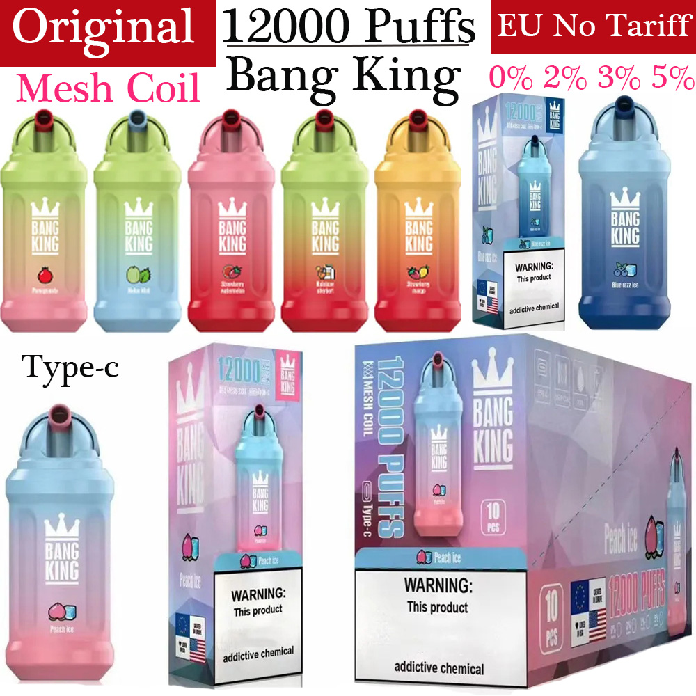 

Bang King 12000 Puffs Disposable Vape E Cigarettes Vapes 0% 2% 3% 5% 23ML Mesh Coil 650Mah Rechargeble Battery Puff 12000 Pen