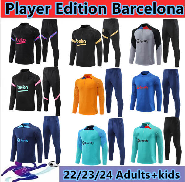 

22/23 Player Version Barcelona soccer training suit ANSU FATI Camisetas de football LEWANDOWSKI men and kids TRACKSUIT barca SET FERRAN ADAMA PEDRI GAVI tracksuits, Grey