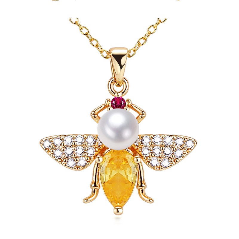 

Designer luxury dragonfly necklace and pendant, pearl inlaid, artificial topaz and zircon shop opened
