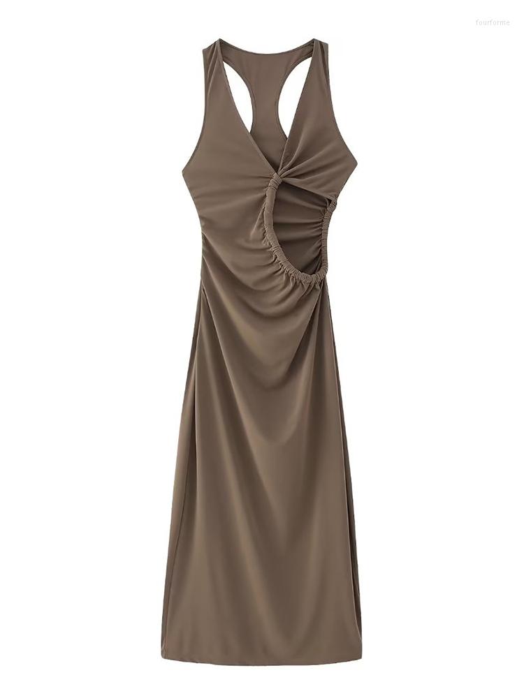 

Casual Dresses Summer Women' Fashion European And American Style Sexy Hollow Out Decoration Sleeveless Strap Dress, Picture