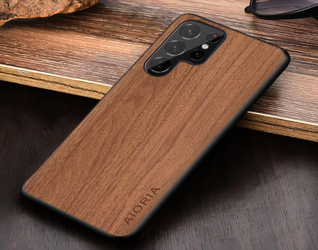 

Cases for Samsung Galaxy S22 Ultra Plus coque unique design lightweight wood pattern PU leather protective Back Cover4985996, Black