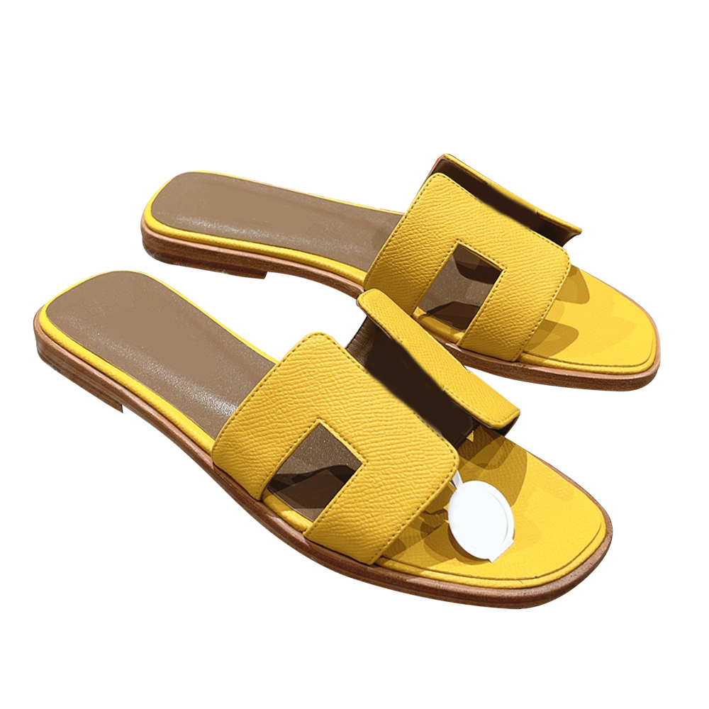 

H* Mirror Quality Sandals Women slipper Lady Sandal Beach Slides Summer Sexy real leather platform Flats Shoes outdoor Designer shoe Size 34-42, Ran 38