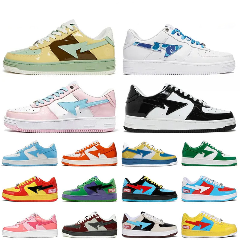 

A Bapestas Sta Sneakers Low-Top Sneakers M1 Designer Leather shoe Classic Casual Shoes Fashion Ape Monkey Shape MEDICOM TOY CAMO SK8 Trainers Jogging, Box