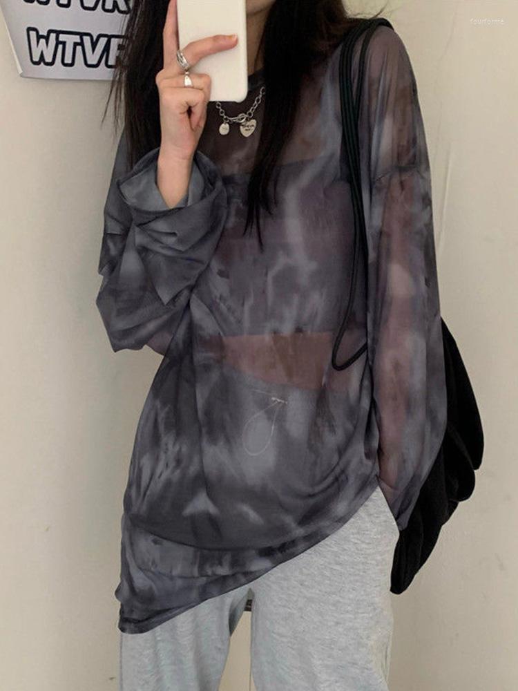 

Women's T Shirts T-shirt Women Tie Dye Long Sleeve Ladies Spring Loose High Street Stylish Thin Leisure Minimalist Harajuku Ins Comfortable