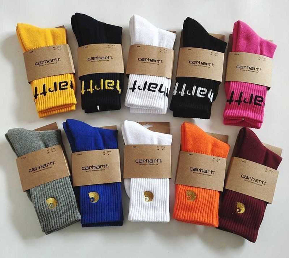 

Men's Socks Towel for Men and Women 2023 Fashion American Brand Carhart Embroidery Medium Tube Tide Bottom Skateboard Basketball Work Clothes 6665SS, 15