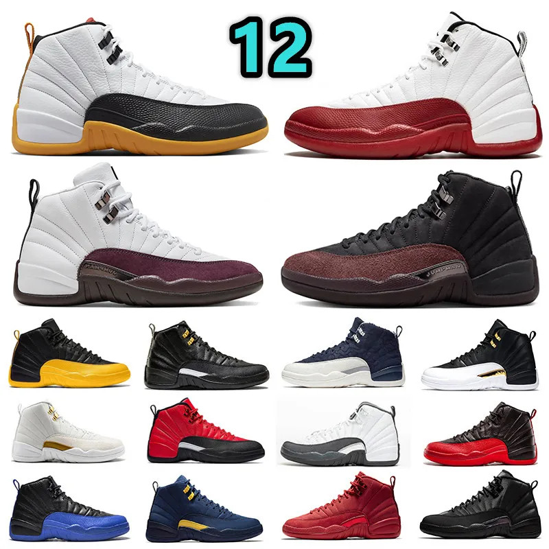 

Jumpman 12 12s cherry mens basketball shoes A Ma Maniere Black White Field Purple Eastside Golf CNY Taxi Dark Concord Flu Game Royalty men trainers sports sneakers, Bubble bag