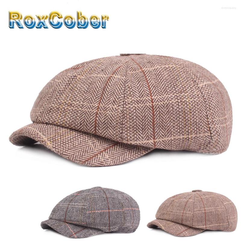 

Sboy Hats RoxCober Vintage Men Women Octagonal Cap Flat Outdoor Travel Berets Herringbone Plaid Gatsby 308, Khaki